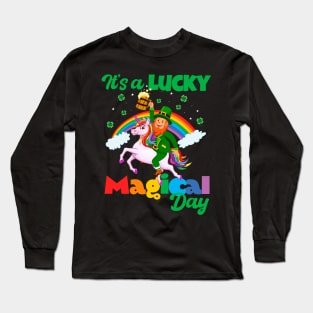 It's a Lucky Magical Day - Leprechaun Unicorn Rainbow Long Sleeve T-Shirt